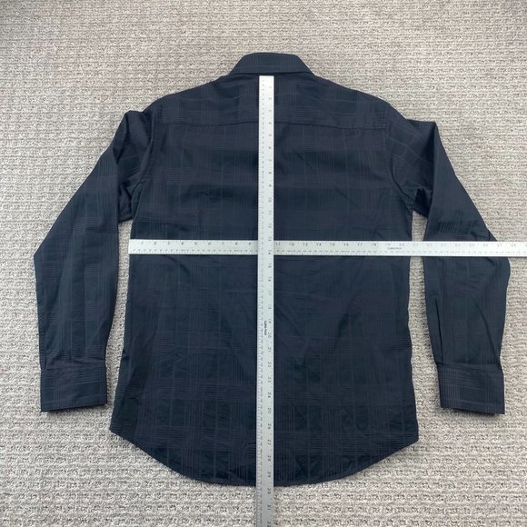 BUGATCHI UOMO Shirt Men Medium M Black Plaid Button Up Long Sleeve Shaped Fit - Picture 6 of 8